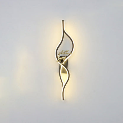 Contemporary Nordic Aluminum Zinc Alloy Iron Silica Strip Deer Grille LED Wall Sconce Lamp For Living Room