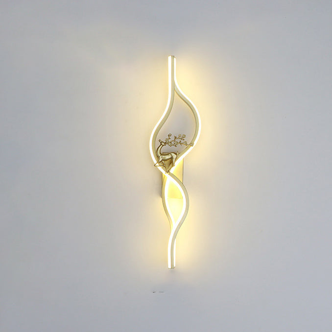 Contemporary Nordic Aluminum Zinc Alloy Iron Silica Strip Deer Grille LED Wall Sconce Lamp For Living Room