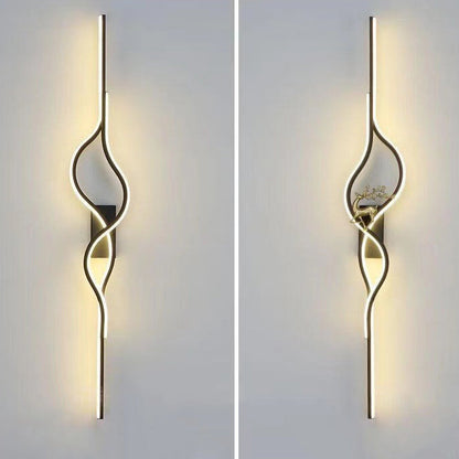 Contemporary Nordic Aluminum Zinc Alloy Iron Silica Strip Deer Grille LED Wall Sconce Lamp For Living Room