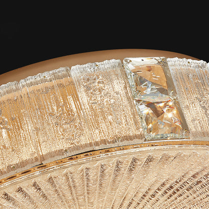 Modern Luxury Hardware Crystal Round Striped LED Flush Mount Ceiling Light For Bedroom