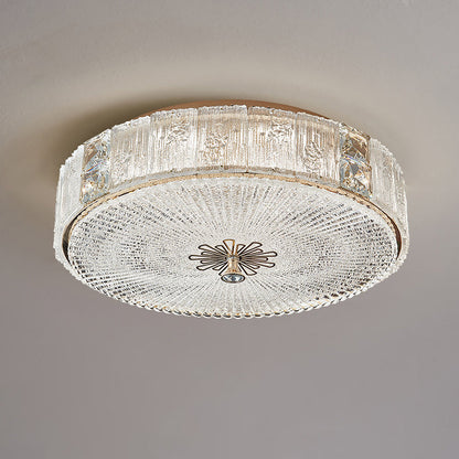 Modern Luxury Hardware Crystal Round Striped LED Flush Mount Ceiling Light For Bedroom