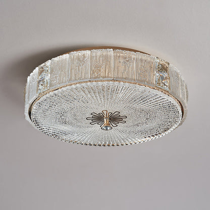 Modern Luxury Hardware Crystal Round Striped LED Flush Mount Ceiling Light For Bedroom