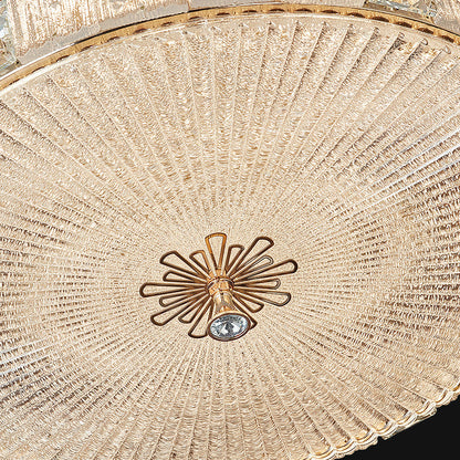 Modern Luxury Hardware Crystal Round Striped LED Flush Mount Ceiling Light For Bedroom