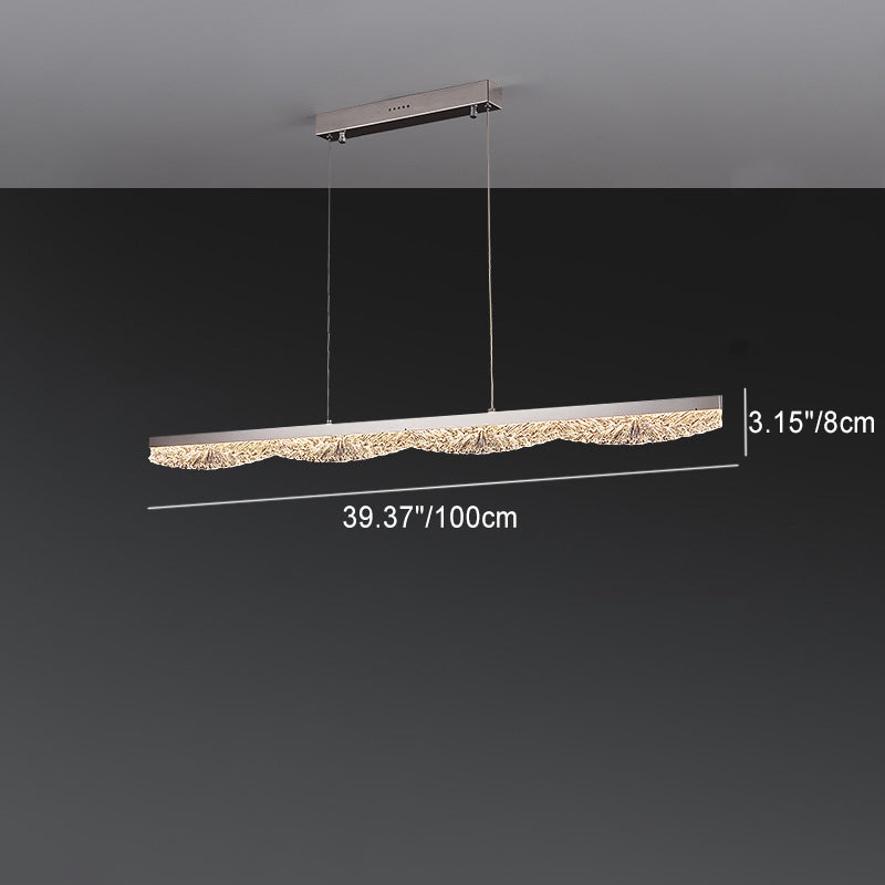 Modern Luxury Acrylic Stainless Steel Strip Wave Ice Texture LED Chandeliers Island Light For Dining Room