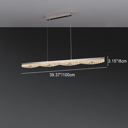 Modern Luxury Acrylic Stainless Steel Strip Wave Ice Texture LED Chandeliers Island Light For Dining Room