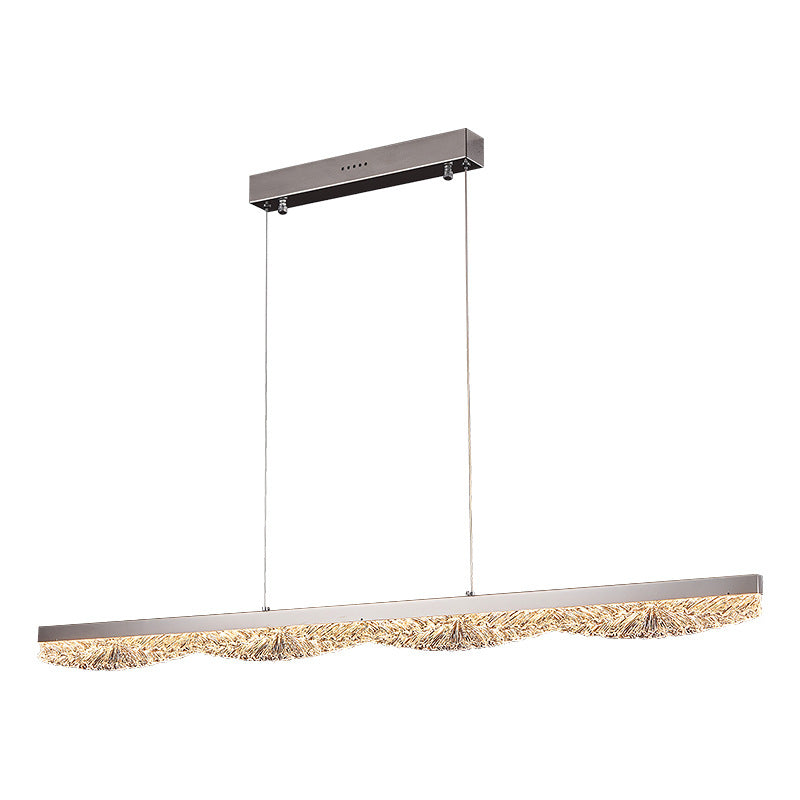 Modern Luxury Acrylic Stainless Steel Strip Wave Ice Texture LED Chandeliers Island Light For Dining Room