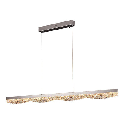 Modern Luxury Acrylic Stainless Steel Strip Wave Ice Texture LED Chandeliers Island Light For Dining Room