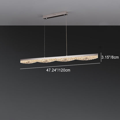 Modern Luxury Acrylic Stainless Steel Strip Wave Ice Texture LED Chandeliers Island Light For Dining Room