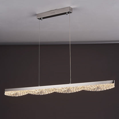 Modern Luxury Acrylic Stainless Steel Strip Wave Ice Texture LED Chandeliers Island Light For Dining Room