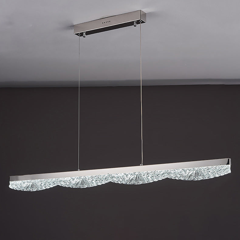 Modern Luxury Acrylic Stainless Steel Strip Wave Ice Texture LED Chandeliers Island Light For Dining Room
