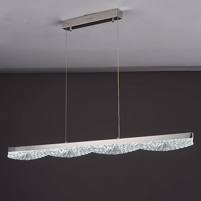 Modern Luxury Acrylic Stainless Steel Strip Wave Ice Texture LED Chandeliers Island Light For Dining Room