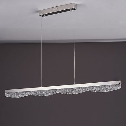 Modern Luxury Acrylic Stainless Steel Strip Wave Ice Texture LED Chandeliers Island Light For Dining Room
