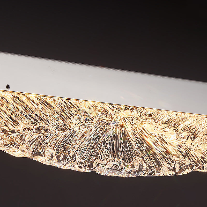 Modern Luxury Acrylic Stainless Steel Strip Wave Ice Texture LED Chandeliers Island Light For Dining Room