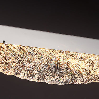 Modern Luxury Acrylic Stainless Steel Strip Wave Ice Texture LED Chandeliers Island Light For Dining Room