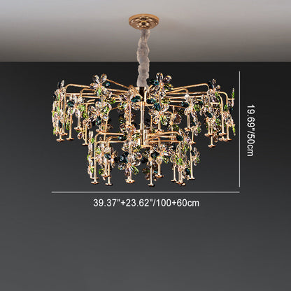 Modern Luxury Crystal Hardware Flower Petal LED Chandeliers For Living Room