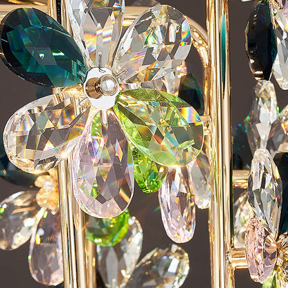 Modern Luxury Crystal Hardware Flower Petal LED Chandeliers For Living Room