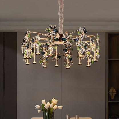 Modern Luxury Crystal Hardware Flower Petal LED Chandeliers For Living Room