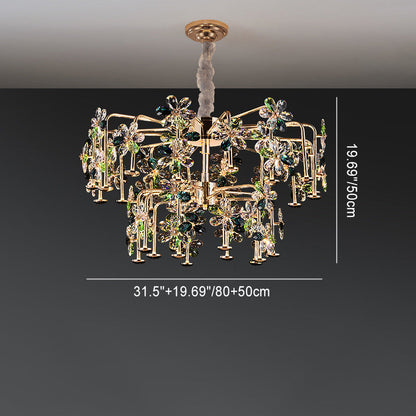 Modern Luxury Crystal Hardware Flower Petal LED Chandeliers For Living Room