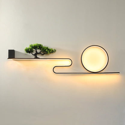 مصباح حائط LED دائري من الألومنيوم المقاوم للماء يعمل بالطاقة الشمسية بتصميم عصري من مادة البولي فينيل كلوريد لشجرة الصنوبر للفناء الخارجي 