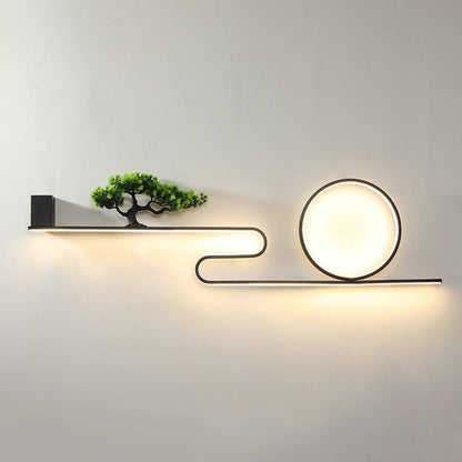 مصباح حائط LED دائري من الألومنيوم المقاوم للماء يعمل بالطاقة الشمسية بتصميم عصري من مادة البولي فينيل كلوريد لشجرة الصنوبر للفناء الخارجي 