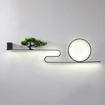 مصباح حائط LED دائري من الألومنيوم المقاوم للماء يعمل بالطاقة الشمسية بتصميم عصري من مادة البولي فينيل كلوريد لشجرة الصنوبر للفناء الخارجي 