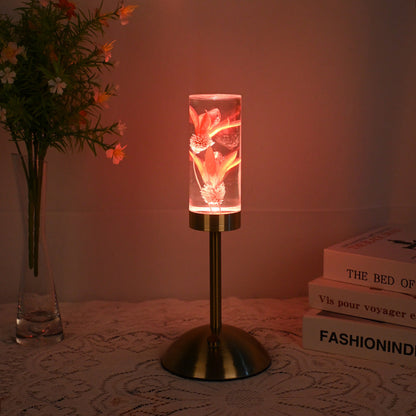 Contemporary Creative USB Rechargeable Eternal Flower Daisy Dandelion Cylinder Iron Acrylic LED Table Lamp Night Light For Bedside