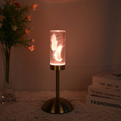 Contemporary Creative USB Rechargeable Eternal Flower Daisy Dandelion Cylinder Iron Acrylic LED Table Lamp Night Light For Bedside