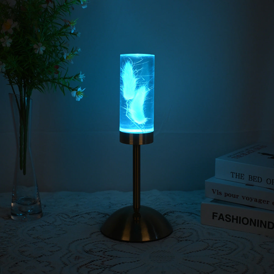 Contemporary Creative USB Rechargeable Eternal Flower Daisy Dandelion Cylinder Iron Acrylic LED Table Lamp Night Light For Bedside