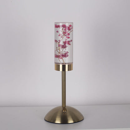 Contemporary Creative USB Rechargeable Eternal Flower Daisy Dandelion Cylinder Iron Acrylic LED Table Lamp Night Light For Bedside
