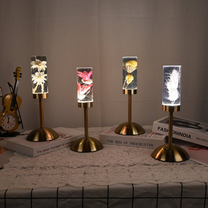Contemporary Creative USB Rechargeable Eternal Flower Daisy Dandelion Cylinder Iron Acrylic LED Table Lamp Night Light For Bedside