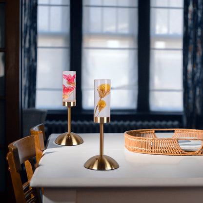 Contemporary Creative USB Rechargeable Eternal Flower Daisy Dandelion Cylinder Iron Acrylic LED Table Lamp Night Light For Bedside