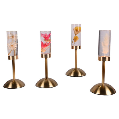 Contemporary Creative USB Rechargeable Eternal Flower Daisy Dandelion Cylinder Iron Acrylic LED Table Lamp Night Light For Bedside