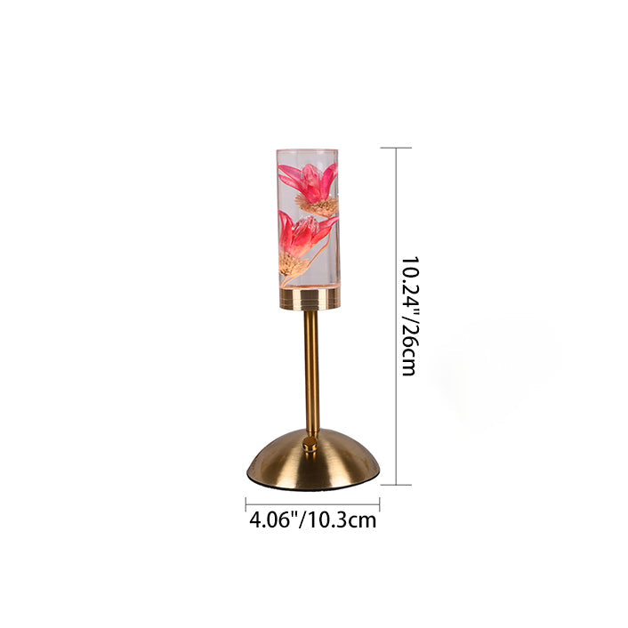 Contemporary Creative USB Rechargeable Eternal Flower Daisy Dandelion Cylinder Iron Acrylic LED Table Lamp Night Light For Bedside
