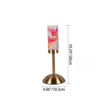 Contemporary Creative USB Rechargeable Eternal Flower Daisy Dandelion Cylinder Iron Acrylic LED Table Lamp Night Light For Bedside