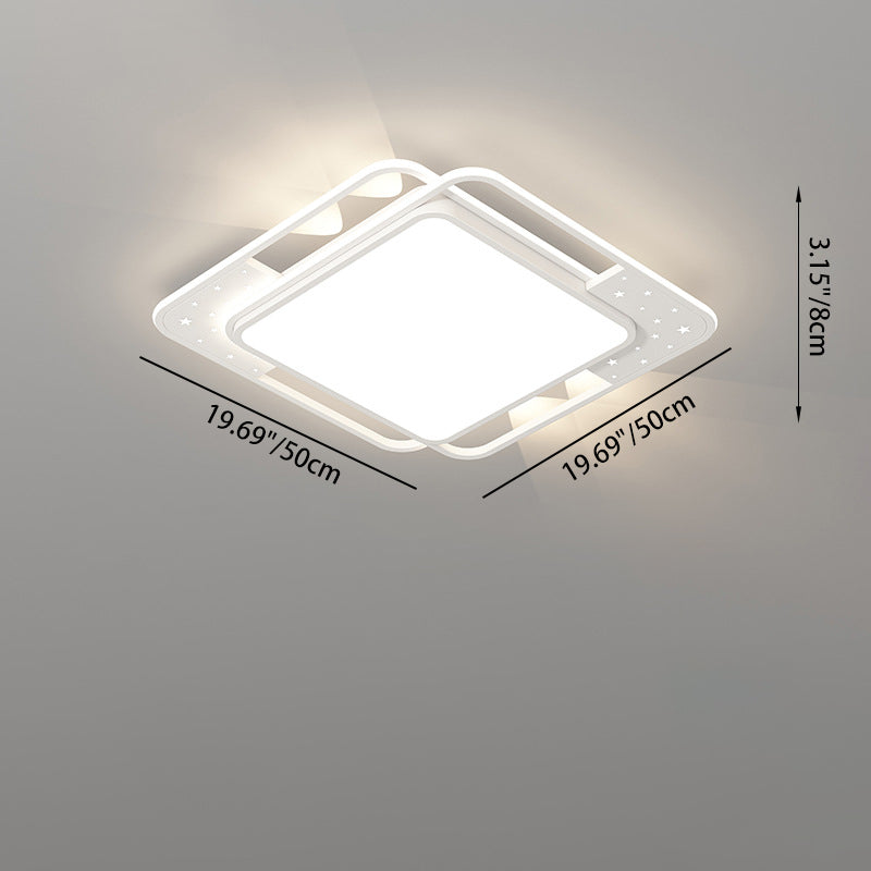 Contemporary Nordic Iron Acrylic Rectangular Square Round Star Spotlight LED Flush Mount Ceiling Light For Bedroom