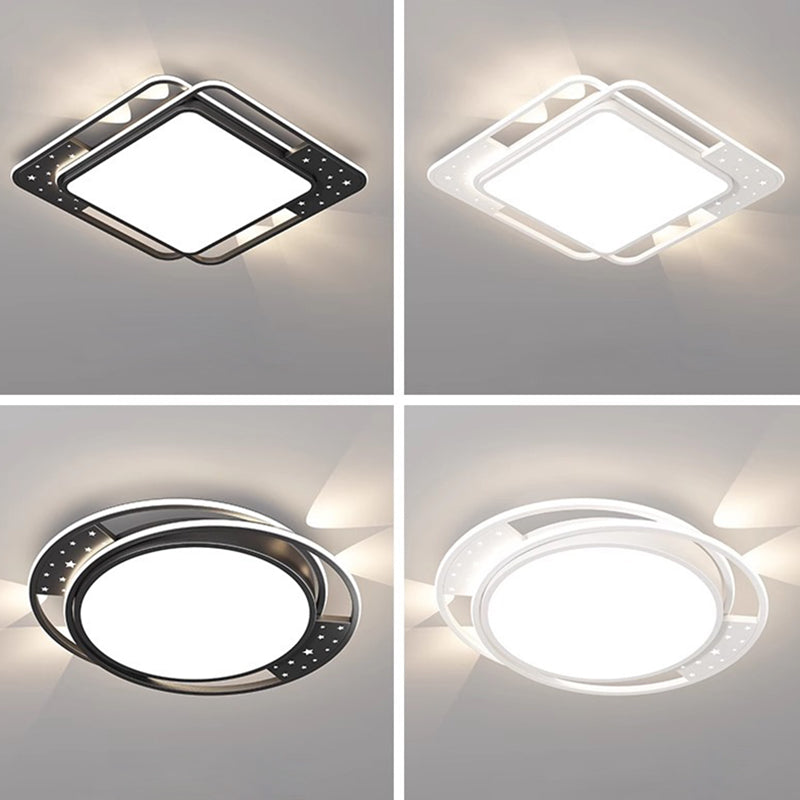 Contemporary Nordic Iron Acrylic Rectangular Square Round Star Spotlight LED Flush Mount Ceiling Light For Bedroom