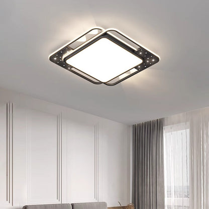 Contemporary Nordic Iron Acrylic Rectangular Square Round Star Spotlight LED Flush Mount Ceiling Light For Bedroom