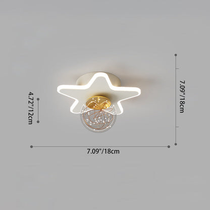 Contemporary Nordic Iron Acrylic Glass Moon Star Ball LED Semi-Flush Mount Ceiling Light For Hallway