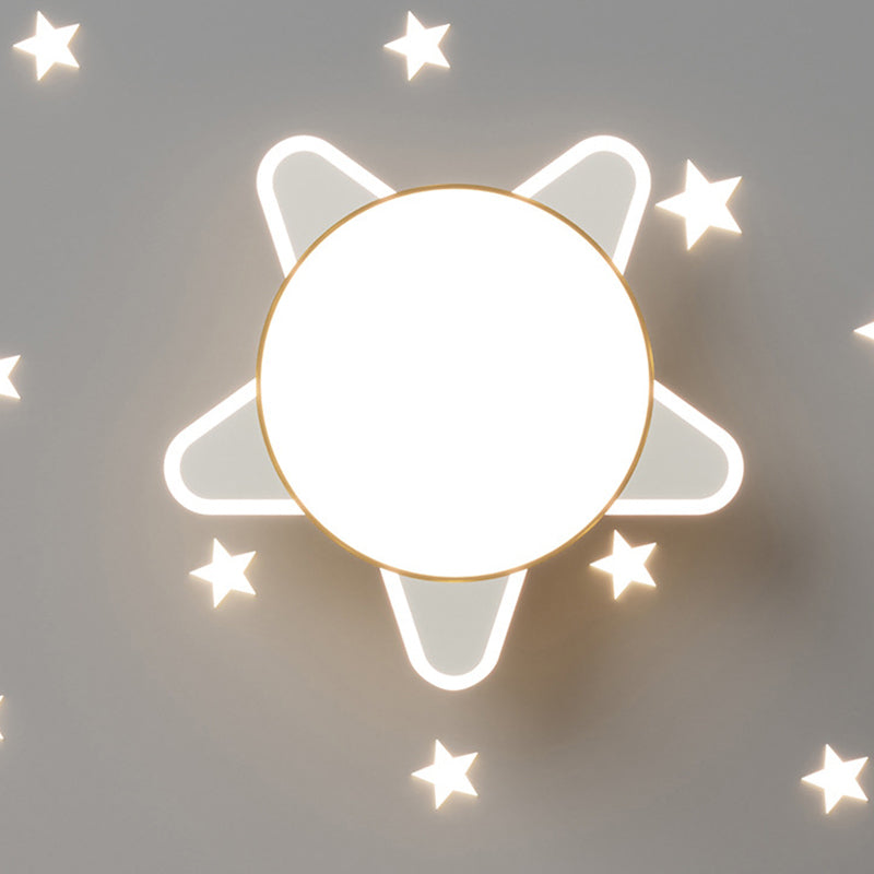 Contemporary Nordic Iron Acrylic Glass Moon Star Ball LED Semi-Flush Mount Ceiling Light For Hallway