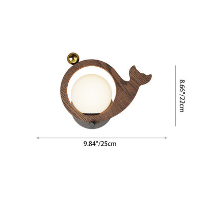 Contemporary Scandinavian Iron Acrylic Bird Whale Ball 1-Light Wall Sconce Lamp For Bedside
