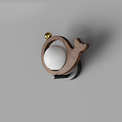 Contemporary Scandinavian Iron Acrylic Bird Whale Ball 1-Light Wall Sconce Lamp For Bedside