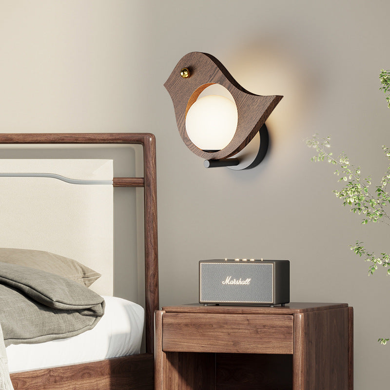 Contemporary Scandinavian Iron Acrylic Bird Whale Ball 1-Light Wall Sconce Lamp For Bedside