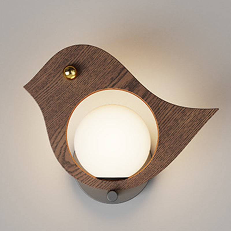 Contemporary Scandinavian Iron Acrylic Bird Whale Ball 1-Light Wall Sconce Lamp For Bedside