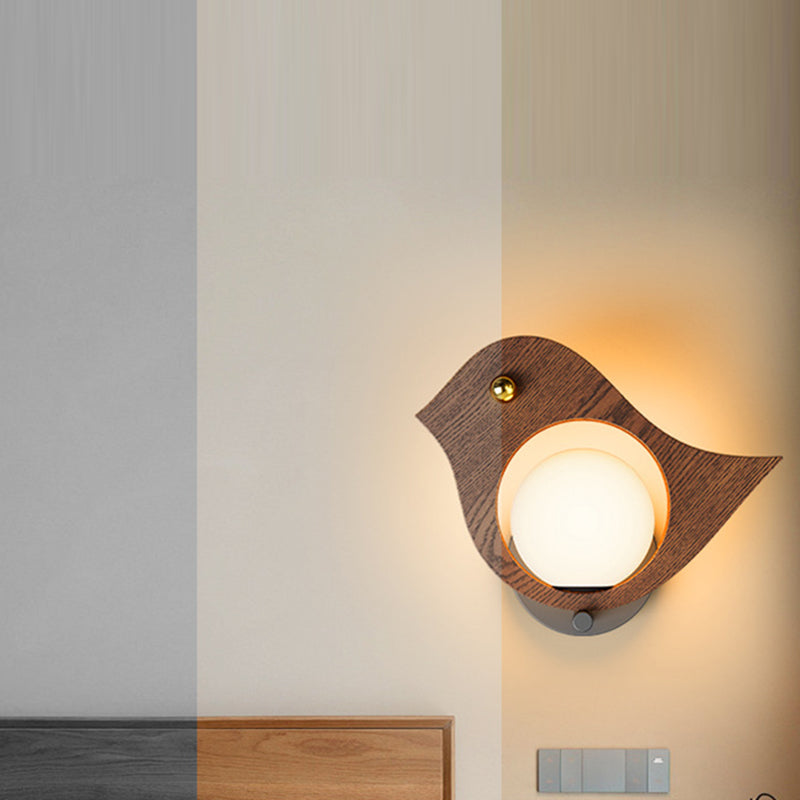 Contemporary Scandinavian Iron Acrylic Bird Whale Ball 1-Light Wall Sconce Lamp For Bedside