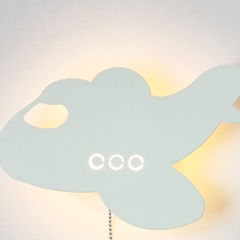 Contemporary Creative Battery Kids Iron Cloud Star Animal Cartoon Pull Chain LED Wall Sconce Lamp For Bedside