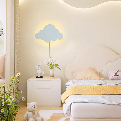 Contemporary Creative Battery Kids Iron Cloud Star Animal Cartoon Pull Chain LED Wall Sconce Lamp For Bedside