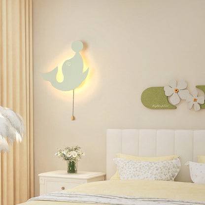 Contemporary Creative Battery Kids Iron Cloud Star Animal Cartoon Pull Chain LED Wall Sconce Lamp For Bedside