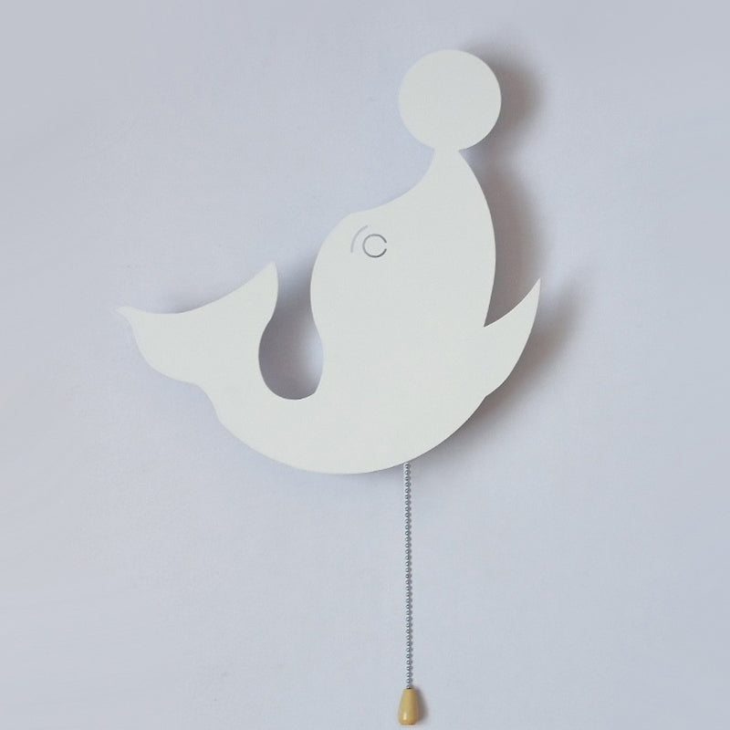 Contemporary Creative Battery Kids Iron Cloud Star Animal Cartoon Pull Chain LED Wall Sconce Lamp For Bedside