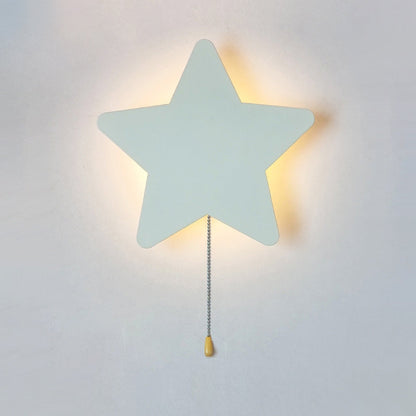 Contemporary Creative Battery Kids Iron Cloud Star Animal Cartoon Pull Chain LED Wall Sconce Lamp For Bedside