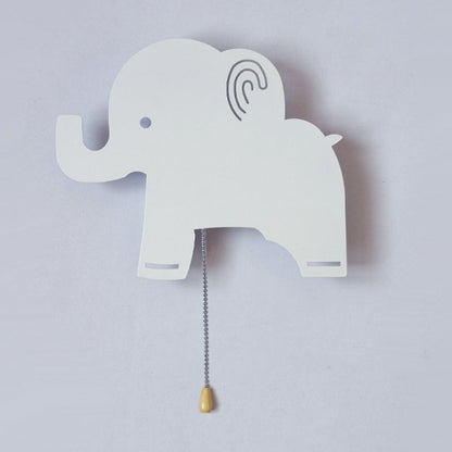 Contemporary Creative Battery Kids Iron Cloud Star Animal Cartoon Pull Chain LED Wall Sconce Lamp For Bedside